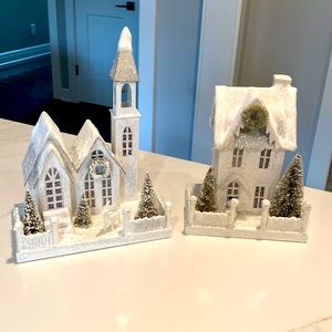 Bethany Lowe Christmas Village set in sparkly white